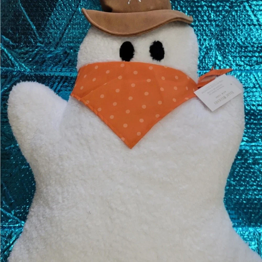 Isaac Mizrahi Halloween Ghost Shaped Cowboy Throw Pillow Decor HTF 19” x 22”